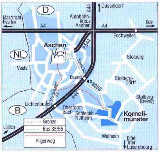 Anreiseplan-Plan nach Kornelimünster